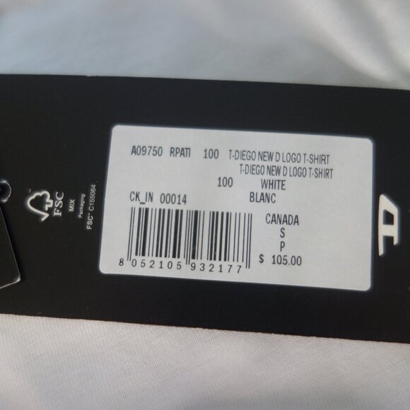 Diesel T-DIEGO New Logo White T-Shirt Size Small *New with Tags* - Picture 7 of 13